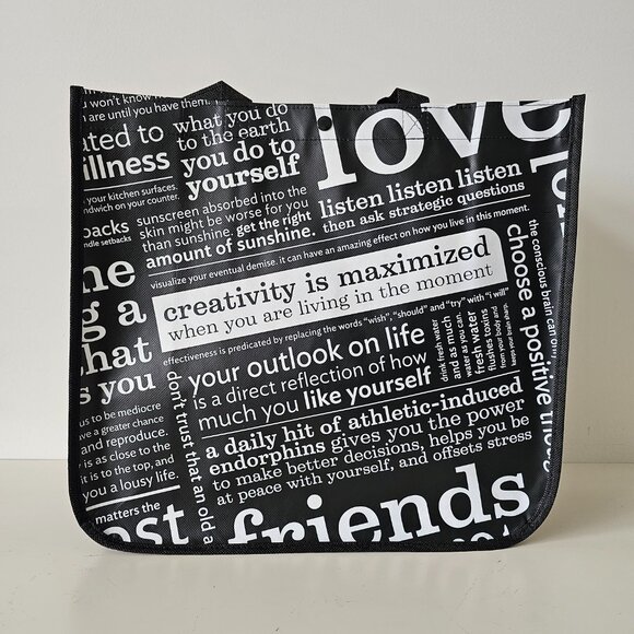 3 x New LULULEMON Black ORIGINAL MANIFESTO Reusable Shopping Gym Lunch Bag Large - Picture 6 of 6